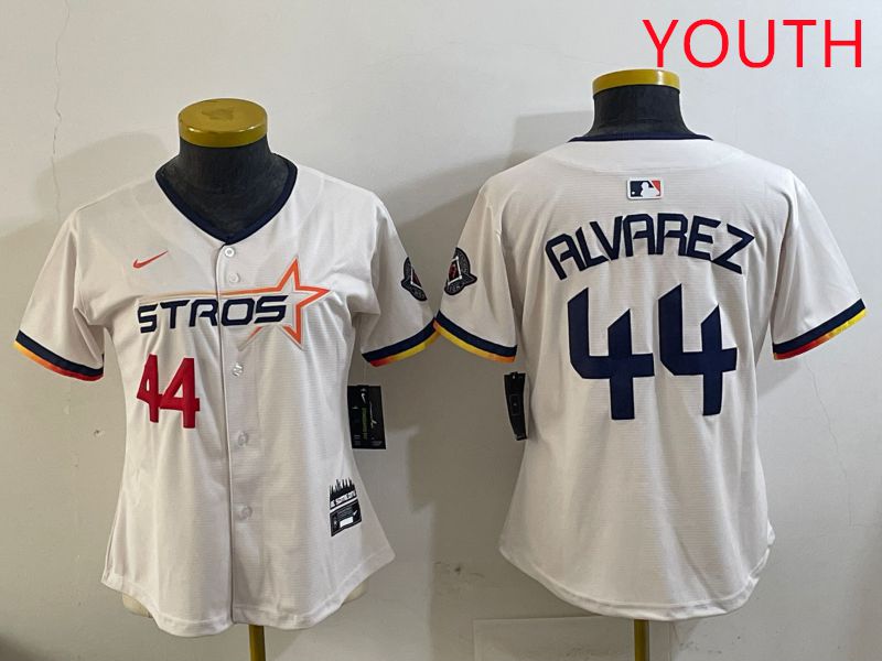 Youth Houston Astros 44 Alvarez Cream Three generations Joint Name 2025 Nike MLB Jersey style 4